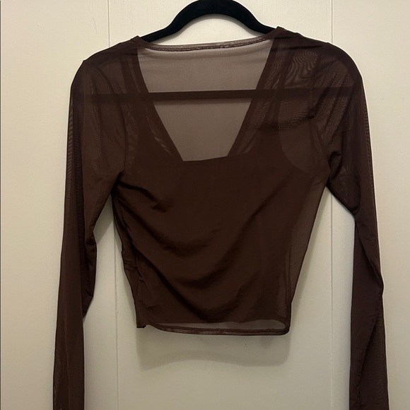 Abercrombie & Fitch Chocolate V-Neck Mesh Top - Picture 4 of 4